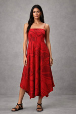 Banana Republic Dress Womens Size 16 Floral NWT Handkerchief Hem Red Onyx NWT