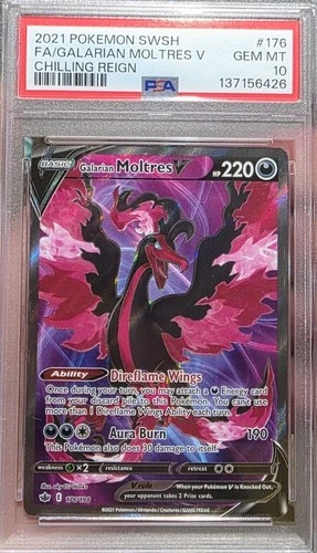Pokemon Galarian Moltres V 176/198 Chilling Reign Full Art PSA 10