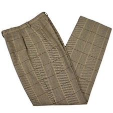 Preppy Academia wool blend houndstooth plaid beige/brown pants fits size 6/28