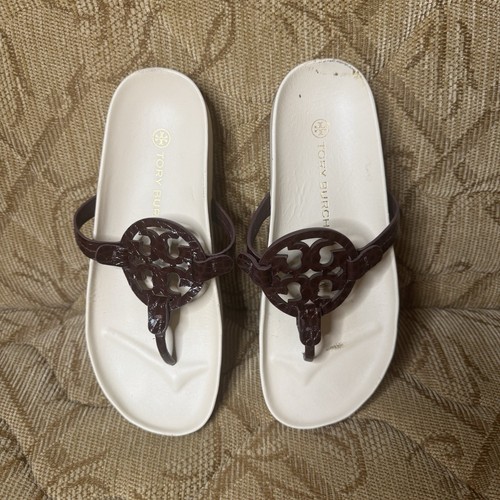 Sandalia Tory Burch Miller Cloud Cuero Ciruela Crema 8 - Imagen 1 de 6