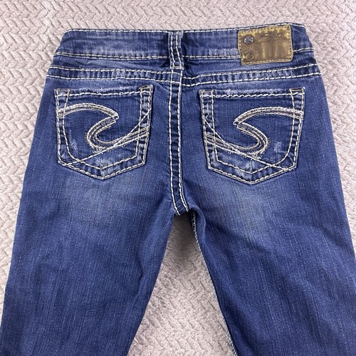 Silver Tuesday Bootcut Jeans Womens 27x35 Long Blue Denim Stretch Low Rise Flaw - Picture 17 of 19