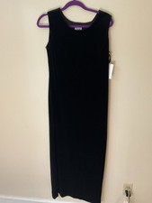 Vintage R&M Richards Women's Black Velvet Maxi Sheath Dress Gothic Sleeveless L