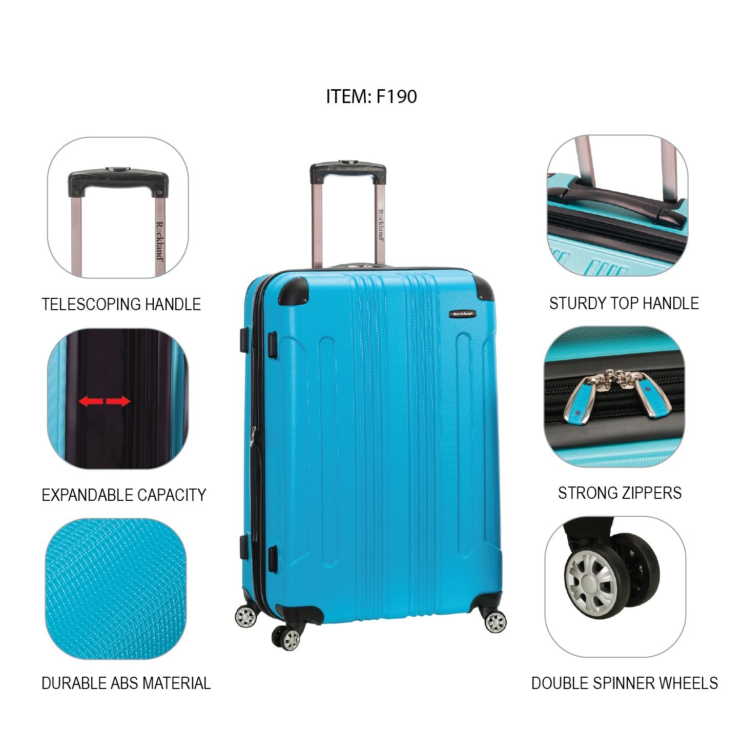 London Hardside Spinner Wheel Luggage, Blue, 3-Piece Set (20/24/28)