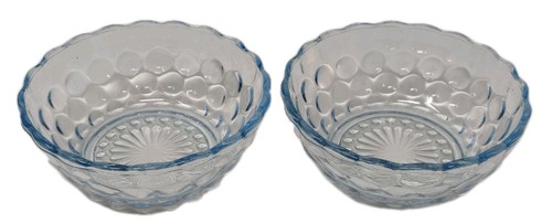 Juego de 2 platos pequeños Anchor Hocking zafiro azul burbuja depresión vidrio bayas
