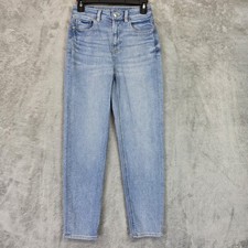 American Eagle Outfitters Mom Straight Jeans Womens 00 Blue High Rise Stretch