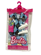 Barbie Ken Fashion Complete Look Argyle Vest Jean Shorts Shoes New In Package