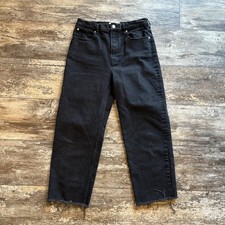 Everlane The Way High Jean Raw Hem Crop Black Wash Size 29