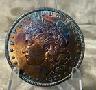 1885 MORGAN SILVER DOLLAR GEM BU RAINBOW TONING #2761