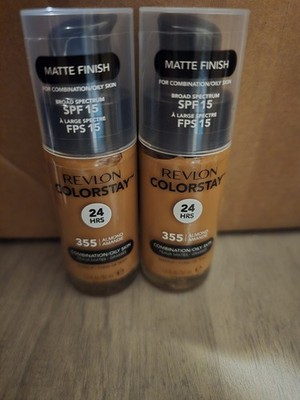 NWT TWO Revlon ColorStay Makeup for Combination/Oily Skin, 355 Almond with SPF15