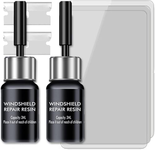 2 Pack Windshield Repair Kit, Quick Fix for Chips, Cracks, Bulls-Eye & Star