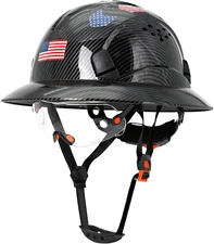 Carbon Fiber Pattern Full Brim Hard Hat with Visor-Osha Approved Construction