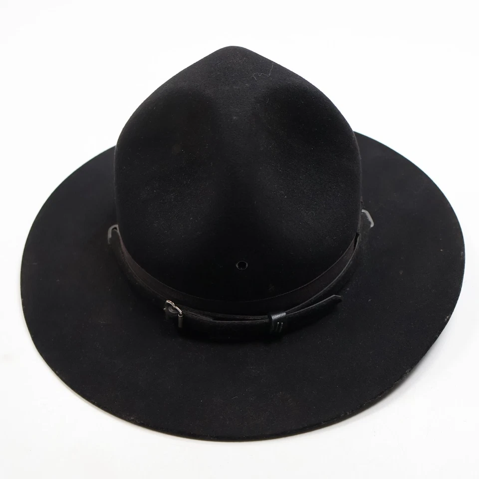 Sombrero de soldado negro calidad castor 3XXX vintage talla 7 3/8 banda de cuero Foto 2 de 4