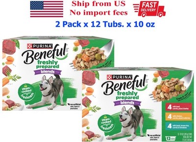 Purina Beneful Freshly Prepared Blends Wet Dog Food, Variety Pack, 24 Tubs 10 oz