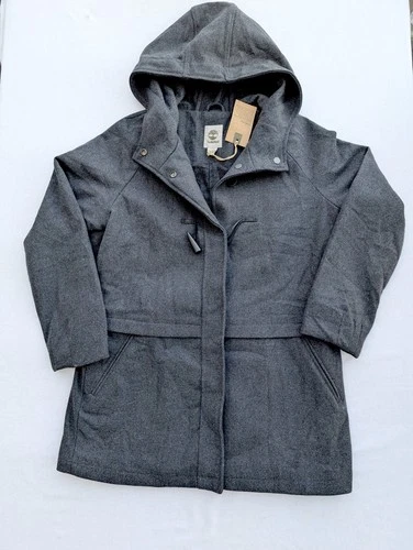 Timberland Women's Hooded Wool-Blend Toggle Jacket (Charcoal Heather) - product listing photo