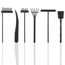 6 Pcs Mini Zen Garden Kit, Zen Garden Rake Tools Black Sand Casting Kit, Sand...