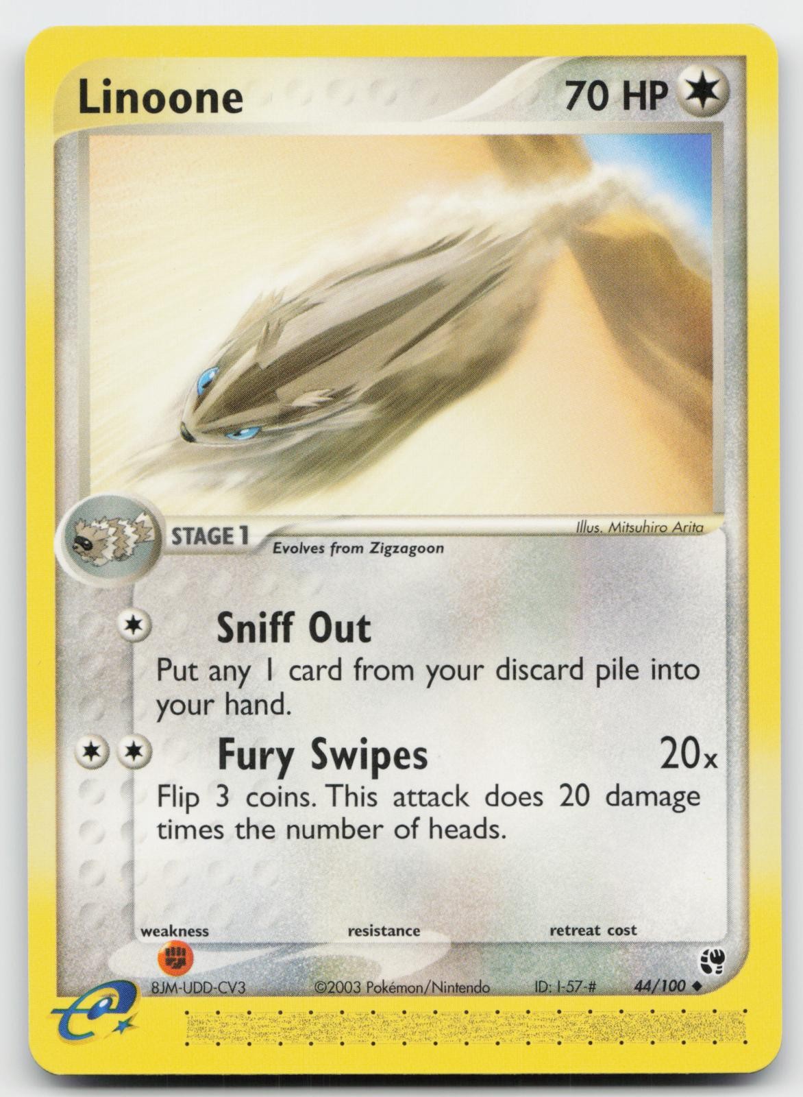 Linoone 44/100 Uncommon Sandstorm Pokemon Near Mint