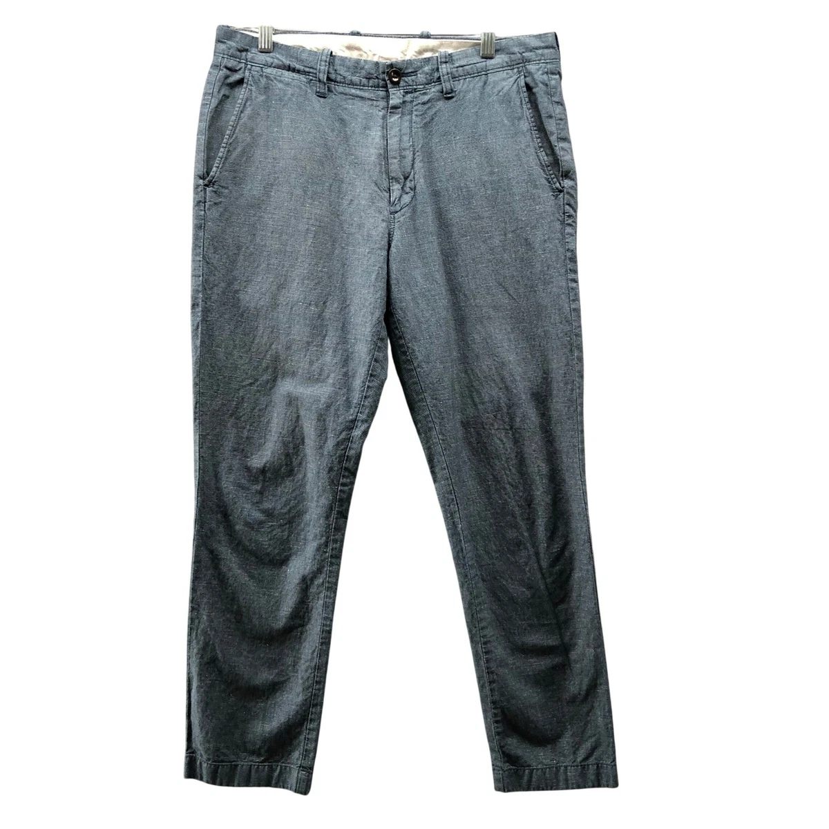 Pantalone Uomo Murano In Misto Lino Bianco - Vita 46, Cavallo 29, Vestibilità Classica, Chino