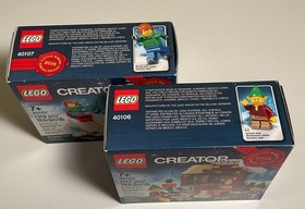 Lego 40106 & 40107 Holiday Toy Workshop & Ice Hockey/Sled New-Sealed