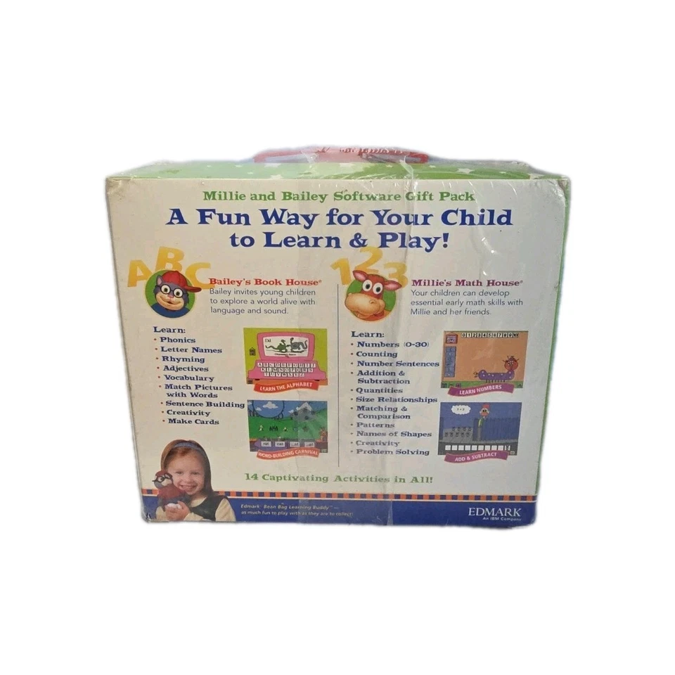 Bailey Software Gift Pack 1998 Edmark IBM PC CD-ROM Lunchbox + Plush NEW - Image 2 of 4