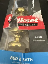Kwikset Polished Brass Bed and Bath Juno Door Knob 97300-827