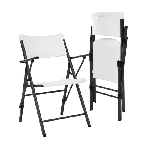 Lightweight Folding Chair W/ Armrests Durable Steel Frame Indoor Outdoor Use - Picture 2 of 33