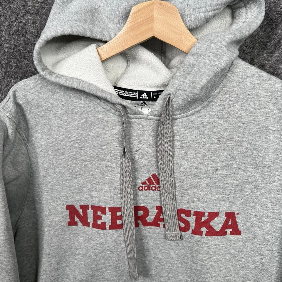Sudadera con Capucha Vintage Nebraska Cornhuskers Adultos Grande NCAA Adidas Polar Pullover Foto 3 de 4
