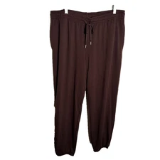 Joyspun Pants Women's XL Chocolate Brown Fleece Jogger Drawstring Pajama