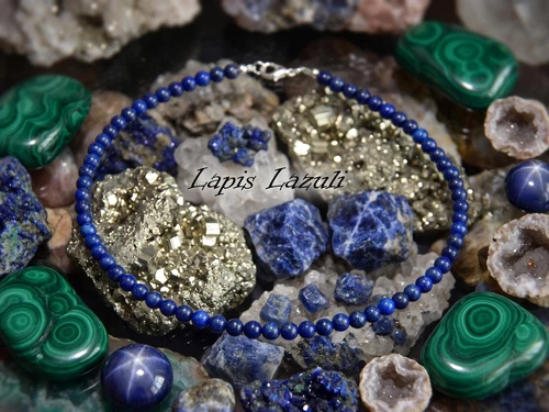 Natural Blue Lapis Lazuli 5-7MM Smooth Round Gemstone Beaded Unisex Necklace 18" image 5