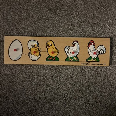 Wooden Peg Puzzles vintage Toddlers Animals  made in Holland