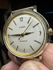 Timex Vintage 1960 Marlin 35MM Gold Tone Aluminum Case Runs Good