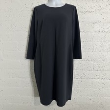 Calvin Klein Womens Dress 14 16 ? Gray Stretch 3/4 Sleeve Knee Length Fitted AU
