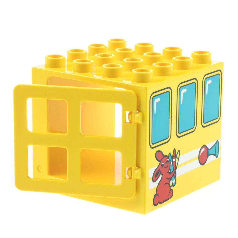 1x Lego Duplo Window 4x4x3 Yellow Cube Door 1x4x3 Rabbit Yellow 90265 18857pb01