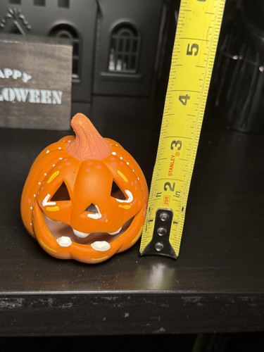 Handbemalte Terrakotta Jack-o’-Laterne - kleiner Teelichthalter - Bild 6 von 6