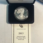 2013 W American Silver Eagle Proof Dollar Coin 1oz .999 Silver w/ OGP & COA