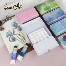 SeamiArt Small Portable Folding Metal Watercolor Paint Box Empty Travel Palette