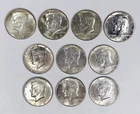 LOT OF 10 MIXED DATE 1965-1970 SILVER KENNEDY HALF DOLLARS! SO COOL! NR #G2187
