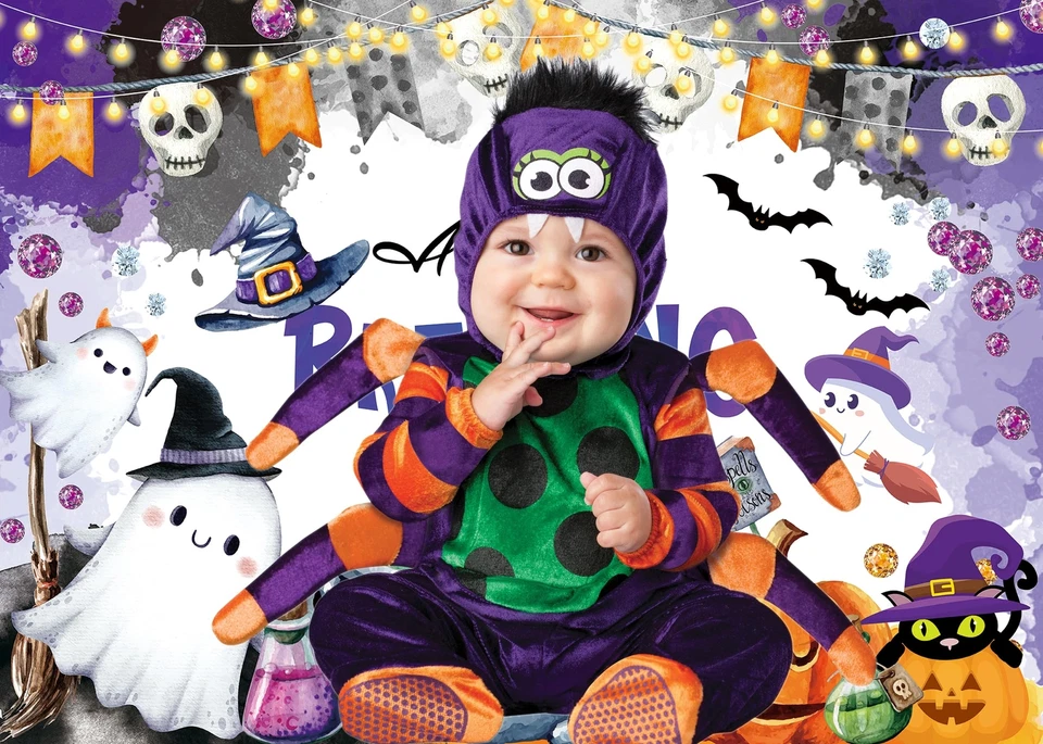 Halloween Backdrop Witch Magic Theme Pumpkin Skull Theme Photography Background - Image 3 of 4