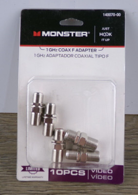 Monster Cable 140070-00 Just Hook It Up F-Connector F Coax Adapter 5 Pack A5