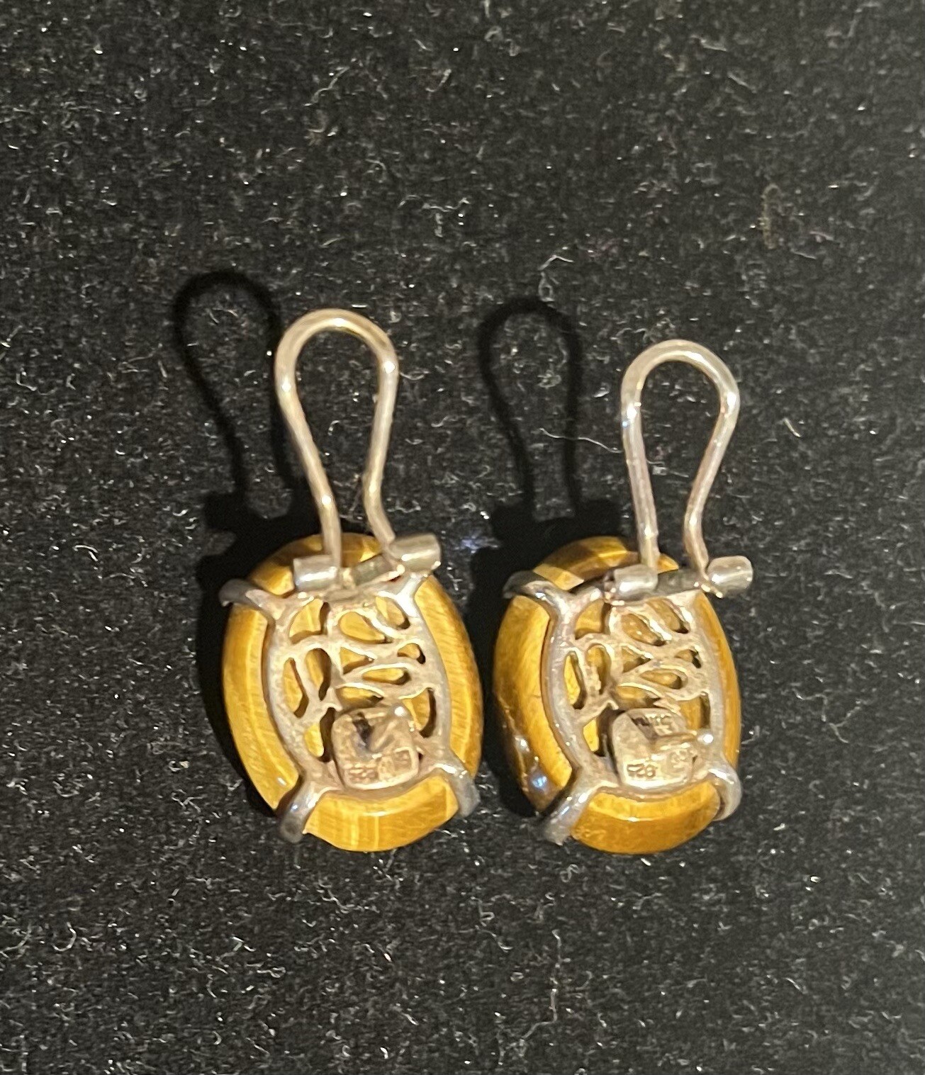 Solid .925 Sterling Silver Tiger's Eye Earrings O… - image 4