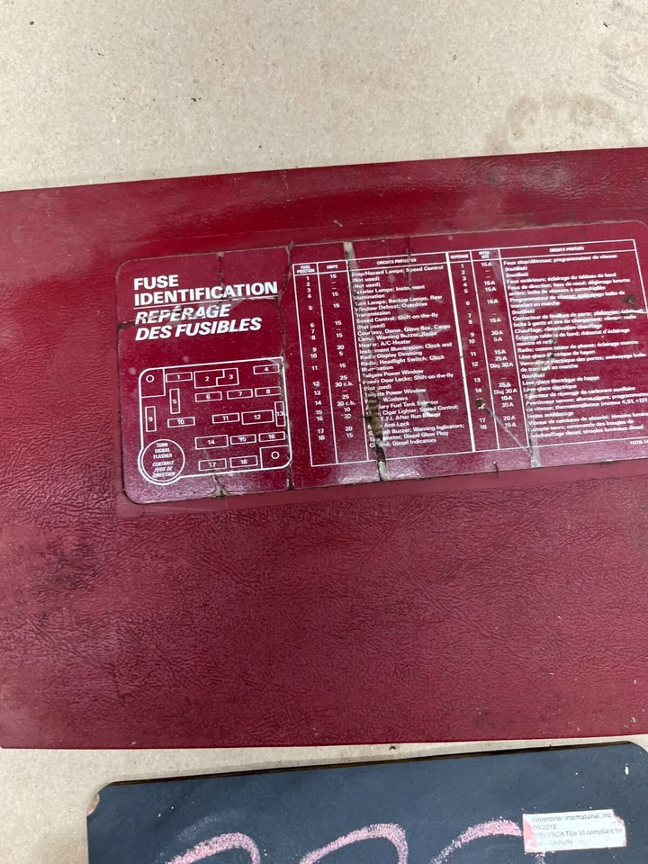 Ford F250 F350 1987 1988 1989 1991 Bronco cubierta de panel de fusibles moldura de puerta fabricante de equipos originales usado Foto 3 de 4