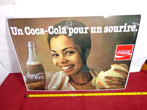 21 x 15 in VINTAGE FRENCH COCA-COLA ADVERTISING SIGN  TIN METAL TACKER - L 188 S