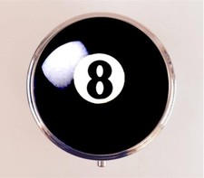 Eightball Pill Box Case Pillbox Holder Trinket Cue Ball Pop Art