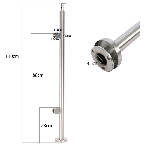 Grade 316 Stainless Steel Post & Rail Balustrade kit with 10mm Toughened Glass - Picture 19 of 30