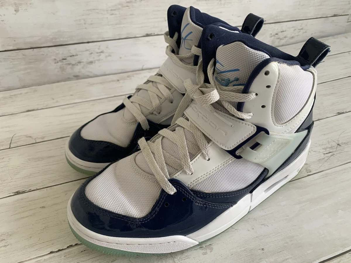 Nike Air Jordan Flight 45 High Top White Midnight Navy Blue University Mens 8.5