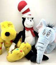 Dr Seuss Plush Lot Kohls Cares Cat in the Hat Horton Elephant Put Me In Zoo Dog