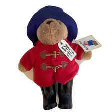 Paddington Bear Plush 12  Eden Red Coat Black Rubber Boots Preowned W/Tags