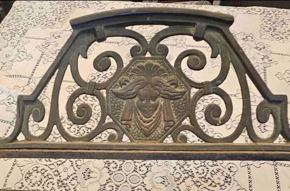 Banco base X de hierro forjado y latón vintage período Art Deco Foto 3 de 4