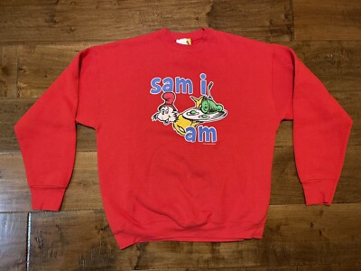 Vintage Dr. Suess Sam I Am Green Eggs and Ham Red Crewneck Sweatshirt - Adult XL