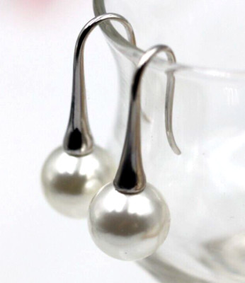 Sterling Silver 925 10mm Shell Pearl Ball Drop Earrings - Free Express Post