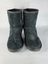 Ugg Koolaburra S/n 1019374 Black Suede Youth Girls Size 3 Sherpa Lined